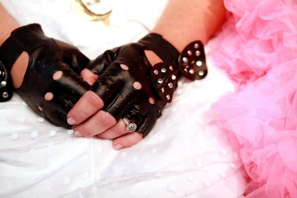 Fingerless gloves popularized by Madonna and several rock bands.