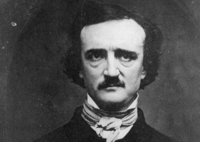 Black and white shot of author Edgar Allan Poe