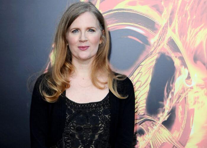 View of Suzanne Collins dressed in black