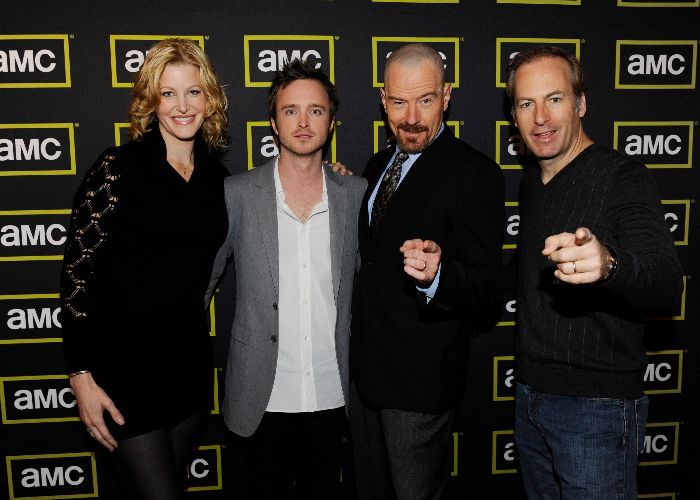 Four of the Breaking Bad actors looking at the camera