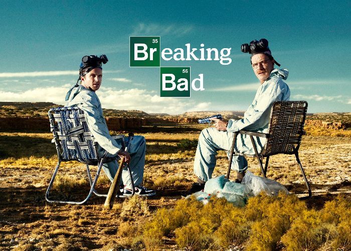 Breaking Bad poster with the two main characters, quotes from Breaking Bad