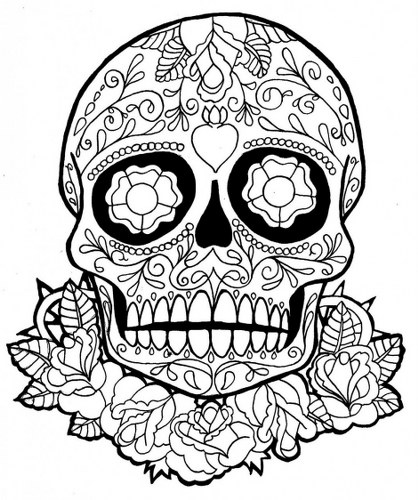 day of the dead skull coloring