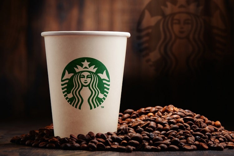 Starbucks Christmas coffee cup and coffee
