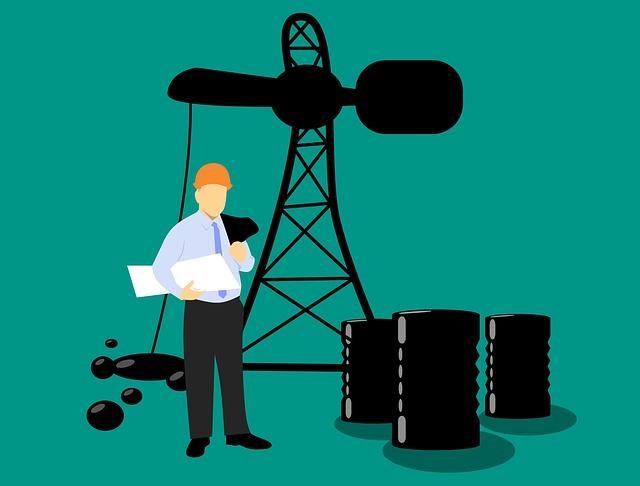 graphic illustration of an engineer on an oil rig